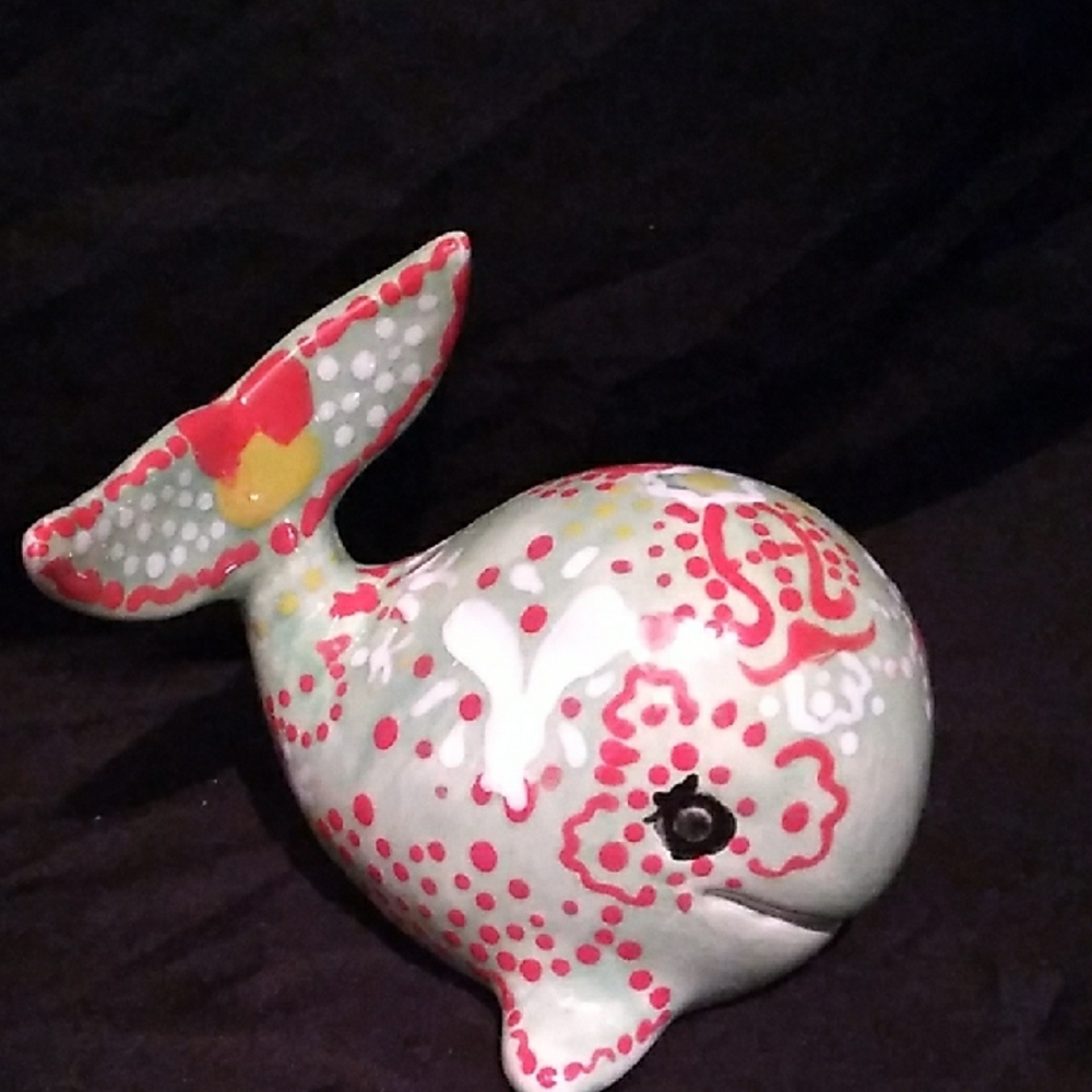 Hand Painted Colorful Ceramic Whale Figurine (B2)